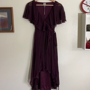 ASOS Dipped Hem Midi Dress with Metallic Strips